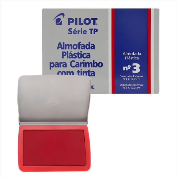 Almofada para Carimbo Pilot Nº 3 6,7x11 cm Preto e Vermelho