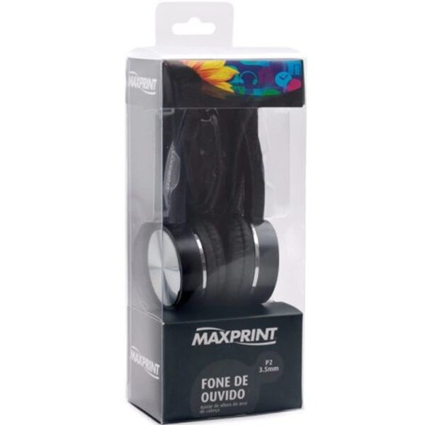 Fone de Ouvido Maxprint Preto e Prata