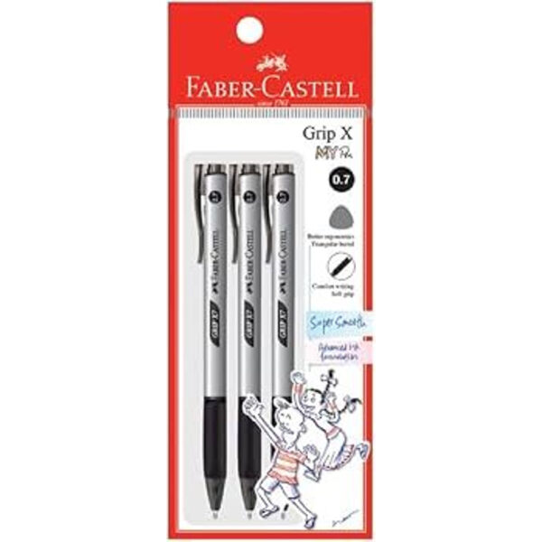 Caneta Esferográfica Grip Retrátil Preta Faber Castell