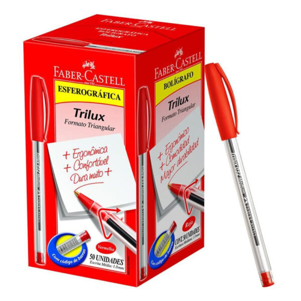 Caneta Esferográfica Faber Castell Trilux Vermelha