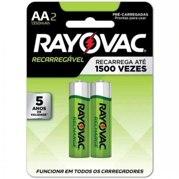 Pilha Recarregável Rayovac AA com 2 Unidades