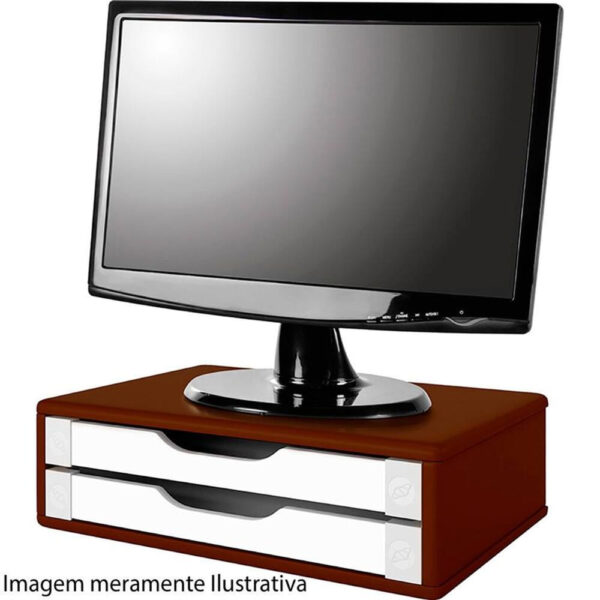 Suporte para Monitor Tabaco com Branco 2 Gavetas