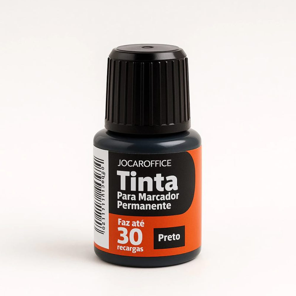 Tinta Jocar Reabastecível para Pincel Permanente 20ml Preto
