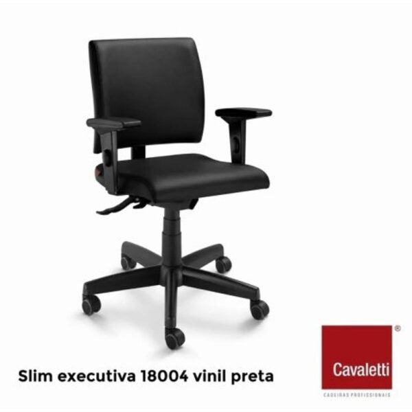 Cadeira Cavalete Executiva Slim Encosto Preto Vinil