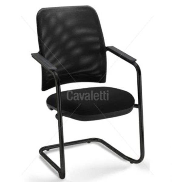 Cadeira Cavalete com Braço Tela Estofada Vinil Preto
