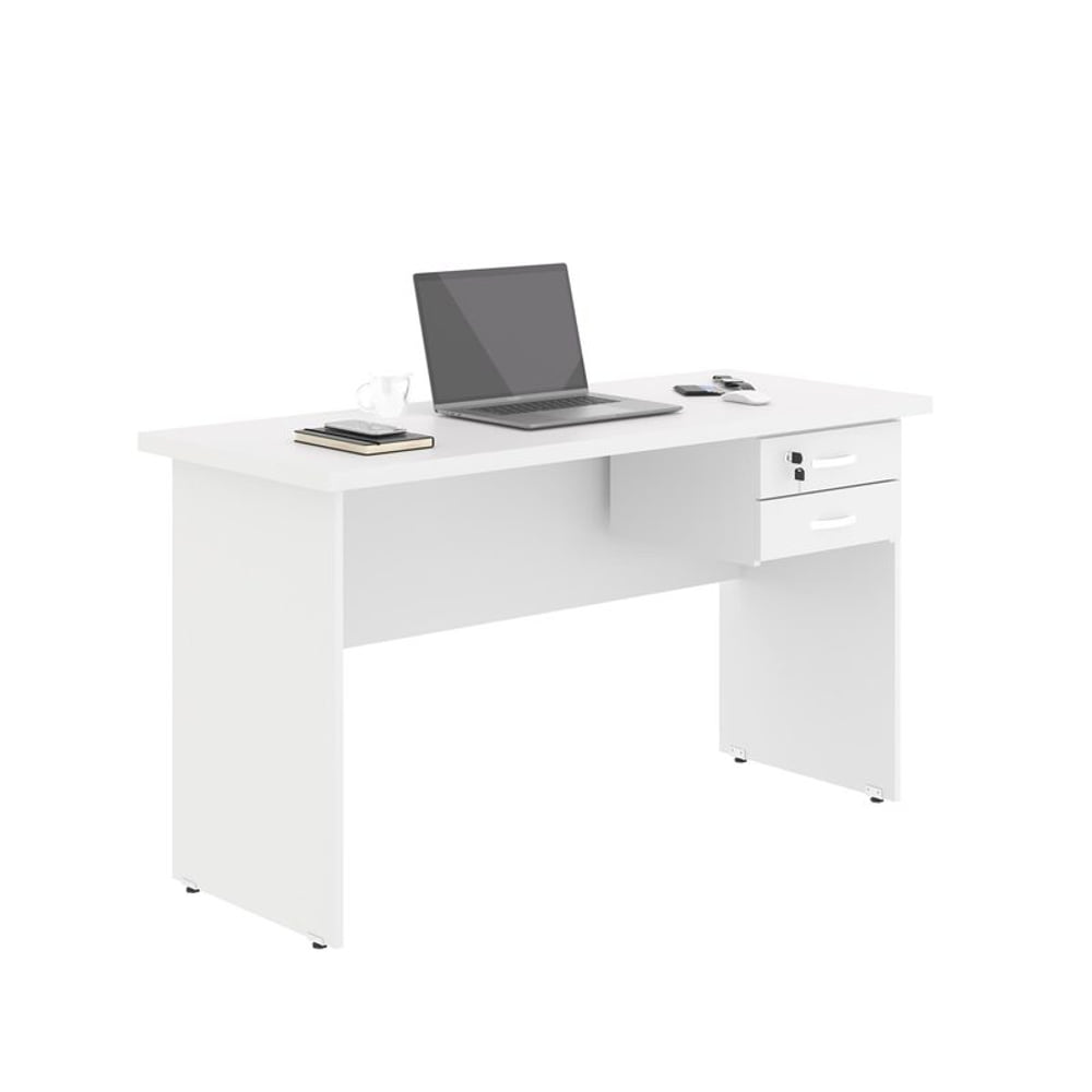 Mesa Plata Linha Top 30 com Gaveta Branca 1,43 x 1,36