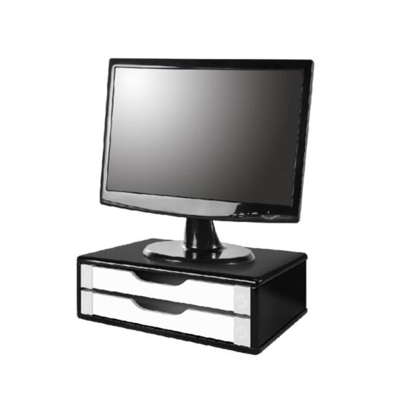 Suporte para Monitor Black Piano Branco com 2 Gavetas 3348
