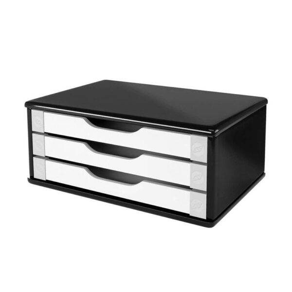 Suporte para Monitor Black Piano Branco com 3 Gavetas