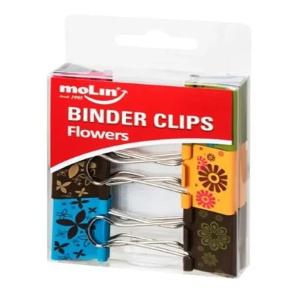Binder Clip Molin Flowers 32mm com 6 Unidades