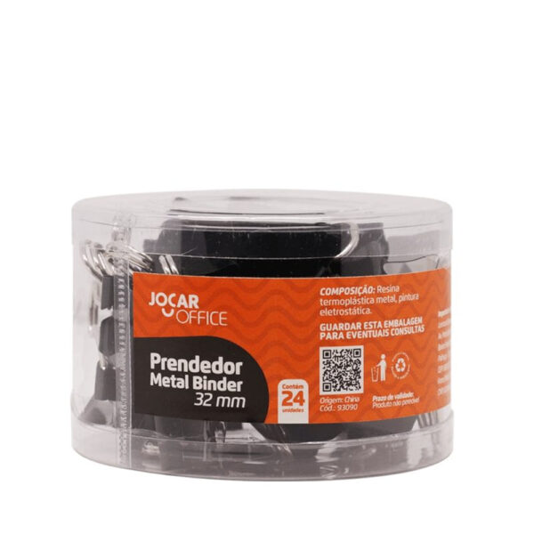 Prendedor Jocar Metal Binder Preto 32mm