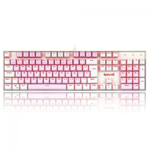 Teclado Mecânico Gamer Redragon Mitra RS Branco com Switch Azul K551PW