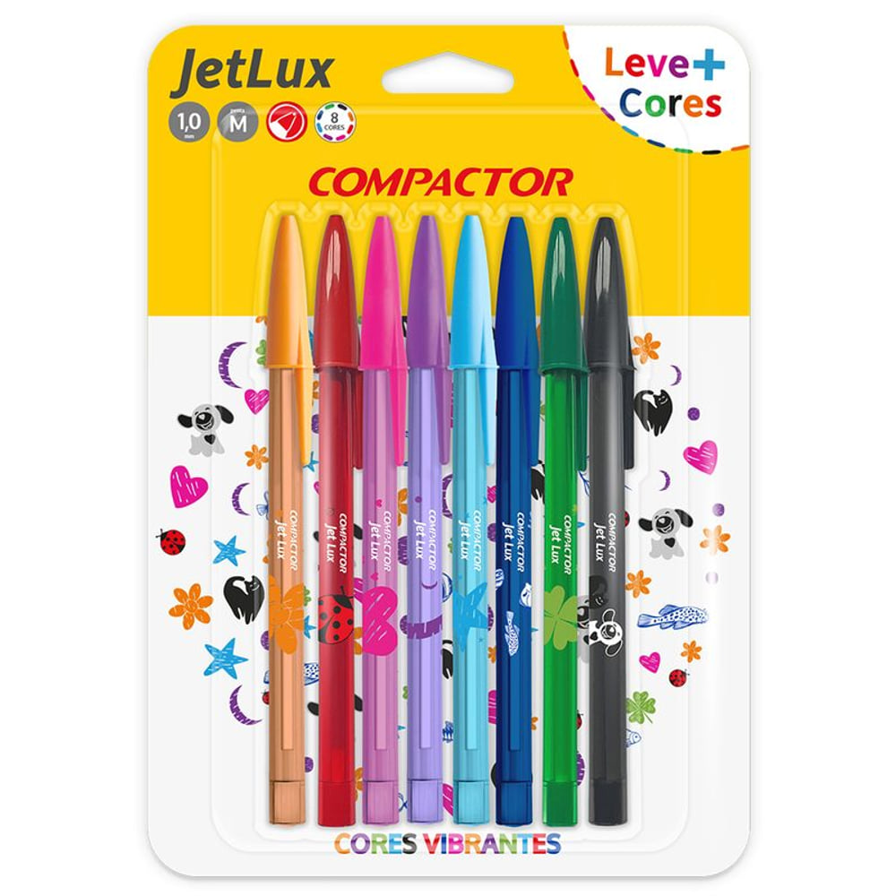 Caneta Compactor Jet Lux Estojo com 8 Canetas