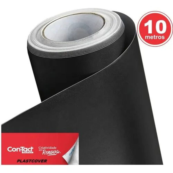 Papel Contact Plastcover 45cm Fosco Preto