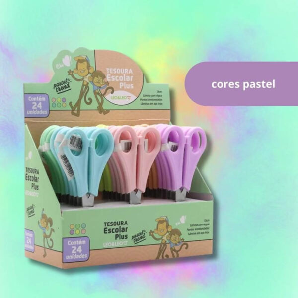 Tesoura Escolar Leoleo Plus Pastel Trend