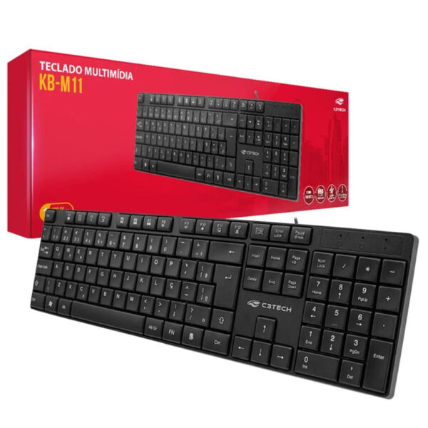 Teclado C3Tech USB Multimídia KB M11BK Preto