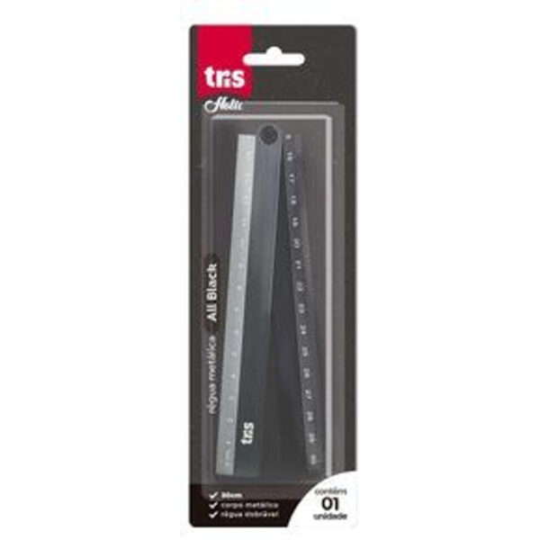Régua Metálica Tris Holic Black 30cm