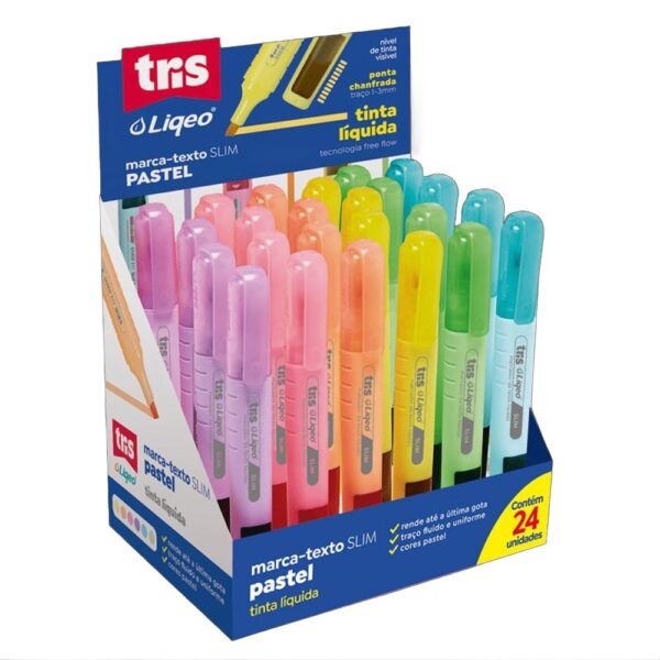 Caneta Esferográfica Marca Texto Tris Liqeo Slim