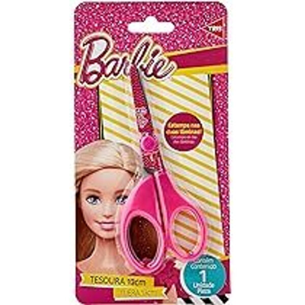 Tesoura Escolar Tris Barbie Lâmina Decorada 13cm